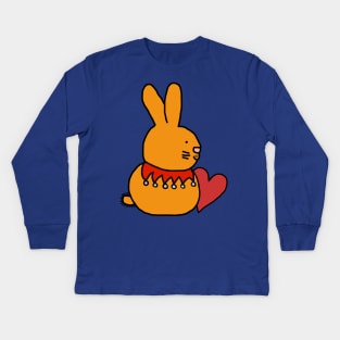 Easter Bunny with Valentine Heart on Valentines Day Kids Long Sleeve T-Shirt